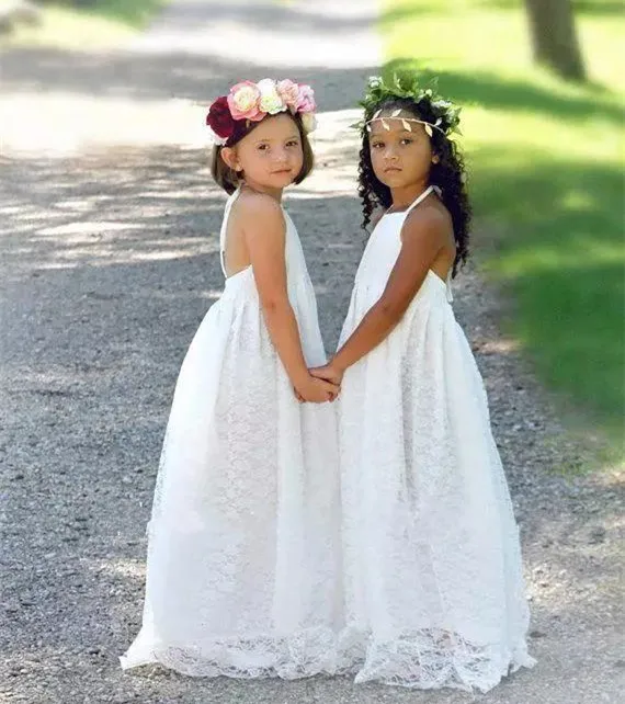 Summer Beach Flower Girls Dress White Lace Sexy Halter Backless A Line Floor Length Holy Communion for Weddings Vestidos
Summer Beach Flower Girls Dress White Lace Sexy Halter Backless A Line Floor Length Holy Communion for Weddings Vestidos