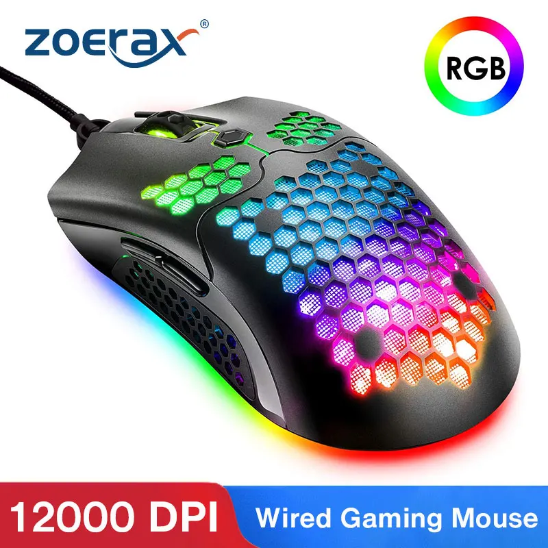 Wired Lightweight Gaming Mouse, PAW3325 12000DPI, 26 RGB Backlit USB Gaming Mice & 7 Buttons Programmable Driver Honeycomb Shell
Wired Lightweight Gaming Mouse, PAW3325 12000DPI, 26 RGB Backlit USB Gaming Mice & 7 Buttons Programmable Driver Honeycomb Shell