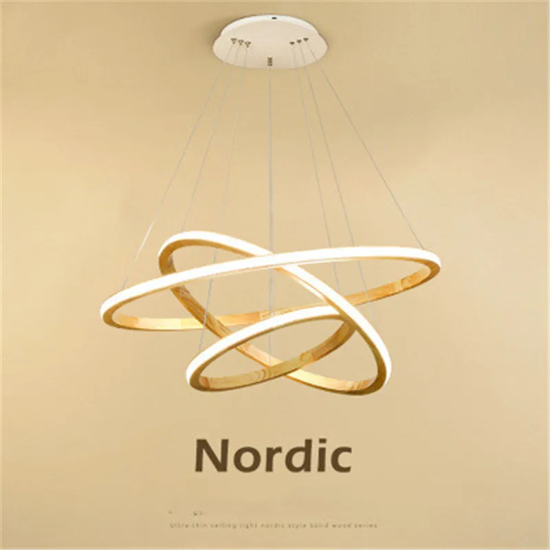 Фото Скандинавский чердак твердый деревянный круг люстра постмодерн кольцо форма