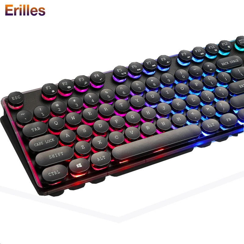 USB Keyboard Wired Gaming Keyboard Retro Round Glowing Keycap Backlit LED Waterproof Mechanical Keyboards PC Laptop Accessories
USB Keyboard Wired Gaming Keyboard Retro Round Glowing Keycap Backlit LED Waterproof Mechanical Keyboards PC Laptop Accessories