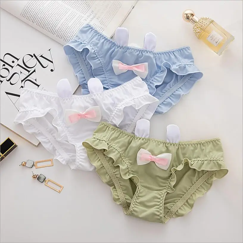 Lolita Girls Cute Bow Cotton Underwear Women Ruffle Seamless Panties Solid Rabbit Ears Briefs Cartoon Lingerie Student S1246
Lolita Girls Cute Bow Cotton Underwear Women Ruffle Seamless Panties Solid Rabbit Ears Briefs Cartoon Lingerie Student S1246