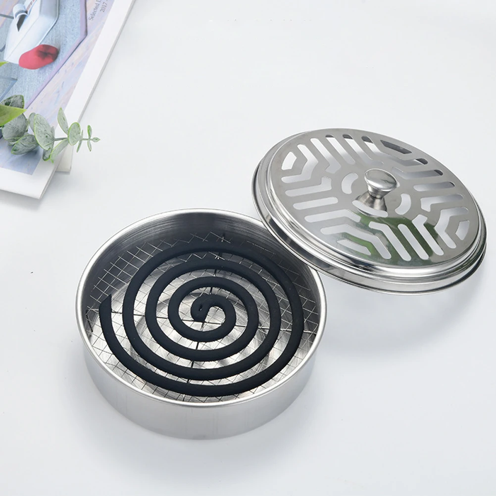 Round Mosquito Coil Holder Stainless Steel Mosquito Coil Disk Portable Mosquito Coil Tray with Hollow Cover
Round Mosquito Coil Holder Stainless Steel Mosquito Coil Disk Portable Mosquito Coil Tray with Hollow Cover