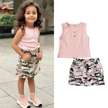 Summer 2PCS Children Outfits Toddler Newborn Baby Girl Clothes Set Sleeveless Tops Vest+Camouflage Print Skirt Outfits
Summer 2PCS Children Outfits Toddler Newborn Baby Girl Clothes Set Sleeveless Tops Vest+Camouflage Print Skirt Outfits