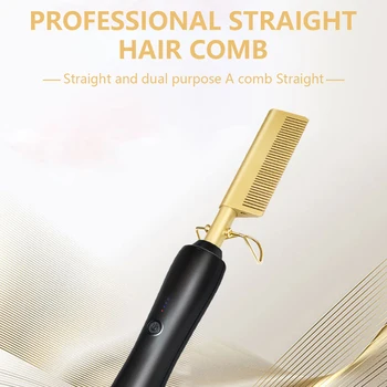 New 450ºF High Heat Ceramic Hot Comb Wet / Dry Use Hair Straightener Iron Comb Electric Environmentally Friendly Gold Hairbrush
New 450ºF High Heat Ceramic Hot Comb Wet / Dry Use Hair Straightener Iron Comb Electric Environmentally Friendly Gold Hairbrush