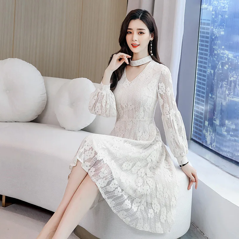 Lace Dress 2020 Spring New Style WOMEN'S Dress Mid-length Korean-style Waist Hugging Elegant Mature Long Sleeve Skirt Fashion
Lace Dress 2020 Spring New Style WOMEN'S Dress Mid-length Korean-style Waist Hugging Elegant Mature Long Sleeve Skirt Fashion