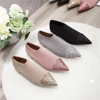 2020 New Silver Sequins Knitting Shoes Women Pointed Toe Crystal Heels Stretch Bling Casual Sock Shoes Ladies
2020 New Silver Sequins Knitting Shoes Women Pointed Toe Crystal Heels Stretch Bling Casual Sock Shoes Ladies