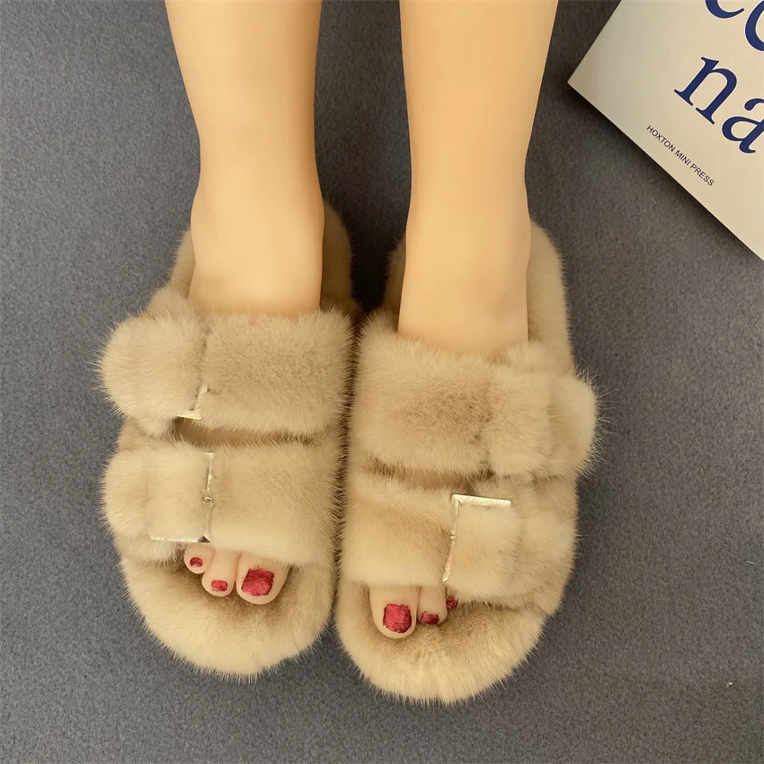 صيف 2025 ريال فرو المنك النعال للنساء النعال المفتوحة تو أحذية الفراء الحقيقي في الهواء الطلق امرأة شقة رقيق أفخم الصنادل النسائية صيف 2025 ريال فرو المنك النعال للنساء النعال المفتوحة تو أحذية الفراء الحقيقي في الهواء الطلق امرأة شقة رقيق أفخم الصنادل النسائية