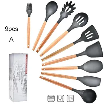 Silicone Cooking Utensils Kitchen Utensil Set Nonstick Cookware Wooden Handles Cooking Tools Turner Tongs Spatula Spoon DNJ998
Silicone Cooking Utensils Kitchen Utensil Set Nonstick Cookware Wooden Handles Cooking Tools Turner Tongs Spatula Spoon DNJ998