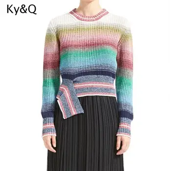 2019 New Women luxury brands design rainbow gradient contrast color stitching wild loose sweater
2019 New Women luxury brands design rainbow gradient contrast color stitching wild loose sweater