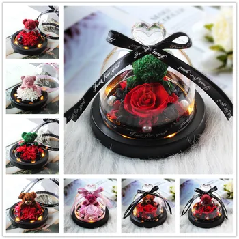Beauty and the Beast Rose Flower In Glass Bear Gift LED Lamp Glass Cover Rose Bear Valentine's Day Birthday Gift for Mother
Beauty and the Beast Rose Flower In Glass Bear Gift LED Lamp Glass Cover Rose Bear Valentine's Day Birthday Gift for Mother