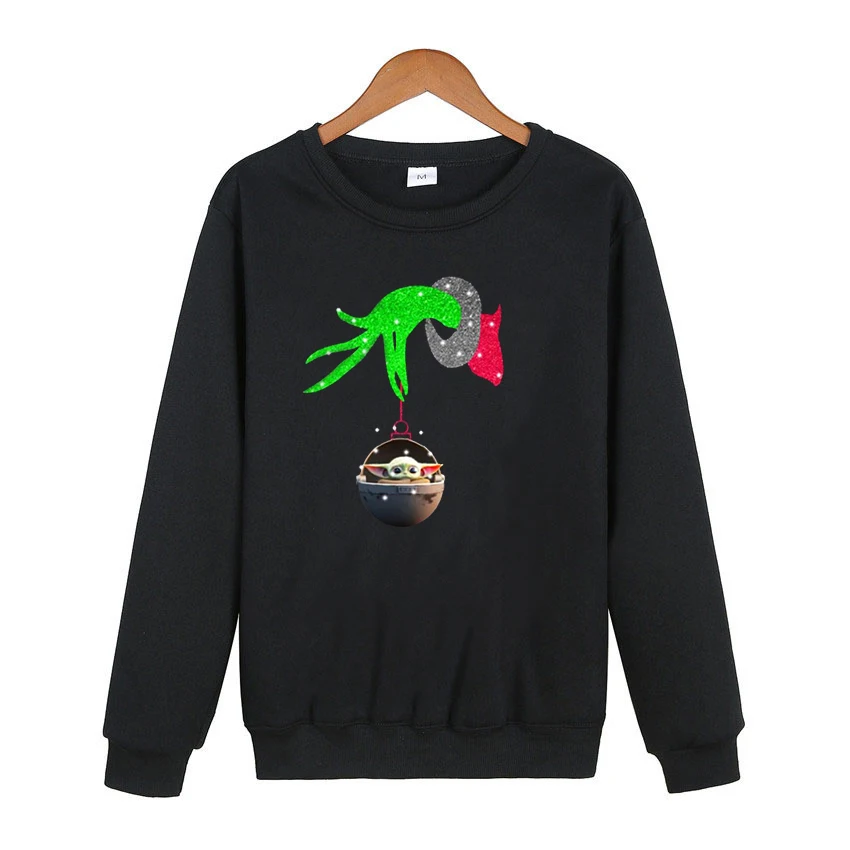 

Grinch Hand Holding Baby Christmas Woman Clothes Harajuku Gothic Japanese Sweatshirt Girls Casual Print Pullovers