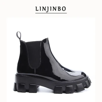 Black Chunky Platform Chelsea Boots Women Brand Design Concise Fashion Ankle Boots Women Casual Autumn Winter Plush Shoes 2020 
Black Chunky Platform Chelsea Boots Women Brand Design Concise Fashion Ankle Boots Women Casual Autumn Winter Plush Shoes 2020