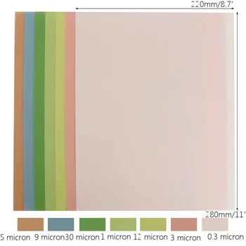 7* 8.7x11 Microfinishing Lapping Film Sheets 1 Each Of 30,12,9,5,3,1 0.3μ New