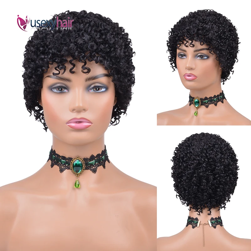 

Short Curly Human Hair Wigs For Black Women Brazilian Remy Afro Kinky Curly Bob Wigs 150% Density Short Pixie Cut Wig Human Hair