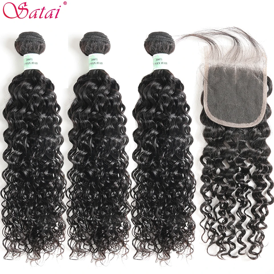 Satai Water Wave 3 Bundles With Closure 100% Human Hair Bundles With Closure Brazilian Hair Weave Bundles NonRemy Hair Extension
Satai Water Wave 3 Bundles With Closure 100% Human Hair Bundles With Closure Brazilian Hair Weave Bundles NonRemy Hair Extension