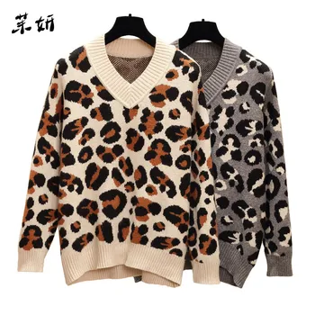 Size Plus Women Pullovers New Fashion Fall Winter Print Leopard Knitted Long Sleeve Jumper Casual Loose V Neck Sweater
Size Plus Women Pullovers New Fashion Fall Winter Print Leopard Knitted Long Sleeve Jumper Casual Loose V Neck Sweater