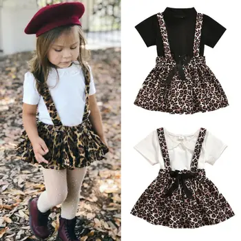 2PCS Baby Girls Clothes Summer Toddler Kids short sleeve black white T-Shirts Tops strap Leopard print Skirts Dress set 0-4Y 
2PCS Baby Girls Clothes Summer Toddler Kids short sleeve black white T-Shirts Tops strap Leopard print Skirts Dress set 0-4Y