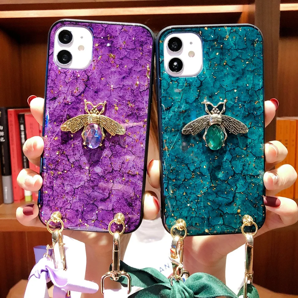 Роскошный 3D Блестящий чехол для телефона с алмазной Пчелой Samsung Galaxy S20 S10 S9 S8 Plus A10