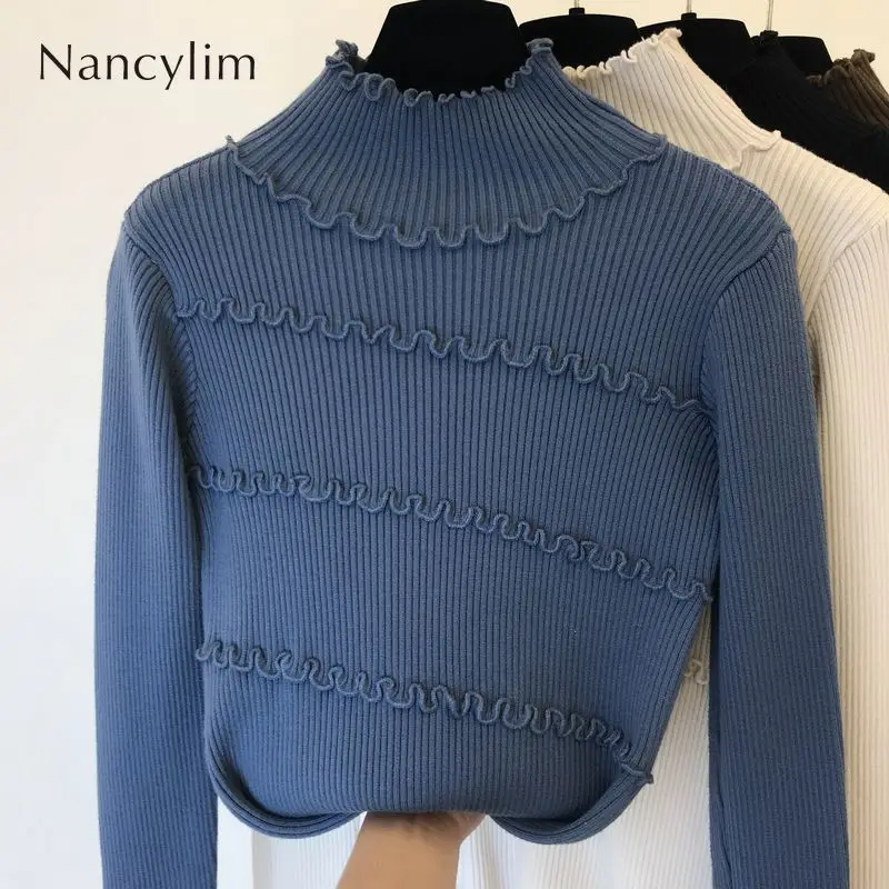 Irregular Lotus Edge Pullover Turtleneck Sweater Women's Underwear Sweater Female All-match Sweaters Jumper Pull Femme Sweter
Irregular Lotus Edge Pullover Turtleneck Sweater Women's Underwear Sweater Female All-match Sweaters Jumper Pull Femme Sweter