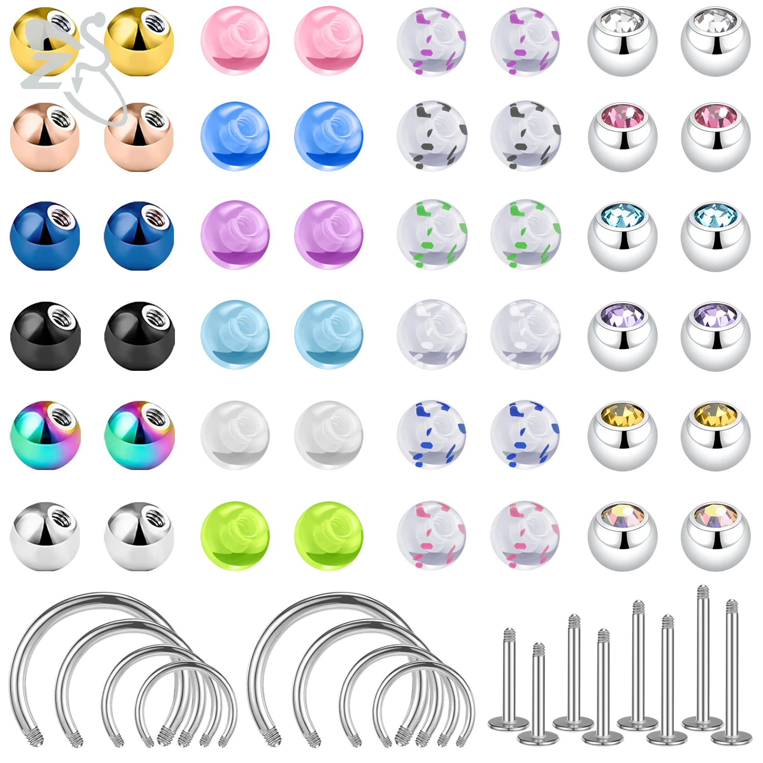 ZS Mixed Stainless Steel Screw Replacement Accessories Lot Colorful Acrylic Ball Nose Ear Eyebrow Piercings Tongue Lip Retainer
ZS Mixed Stainless Steel Screw Replacement Accessories Lot Colorful Acrylic Ball Nose Ear Eyebrow Piercings Tongue Lip Retainer
