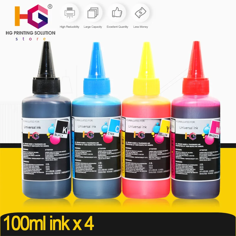 

universal Refill Ink Kit for Epson for Canon for HP for Brother Printer CISS Ink and refillable printers dye ink 100ml x 4 pcs