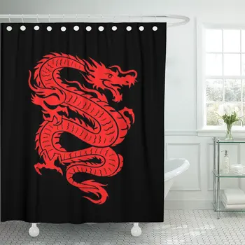 Tattoo of Red Chinese Dragon on China Fire Asian Shower Curtains Waterproof Polyester Fabric 60 x 72 inches with Hooks
Tattoo of Red Chinese Dragon on China Fire Asian Shower Curtains Waterproof Polyester Fabric 60 x 72 inches with Hooks