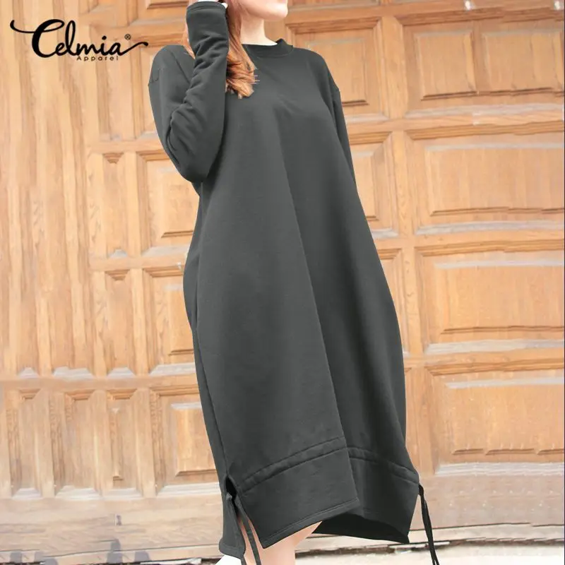 Celmia Autumn Sweatshirt Dress Women Winter Dress Fashion Long Sleeve Loose Drawstring Solid Casual Pullover Midi Vestidos 5XL
Celmia Autumn Sweatshirt Dress Women Winter Dress Fashion Long Sleeve Loose Drawstring Solid Casual Pullover Midi Vestidos 5XL