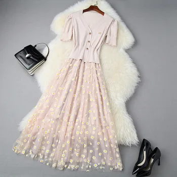 Women girls daisy floral print mesh dress summer 2020 short sleeve knitted patchwork cute fit and flare dresses black pink
Women girls daisy floral print mesh dress summer 2020 short sleeve knitted patchwork cute fit and flare dresses black pink