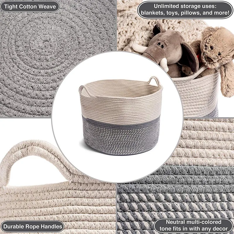 basket corn skin woven cotton rope storage basket laundry basket