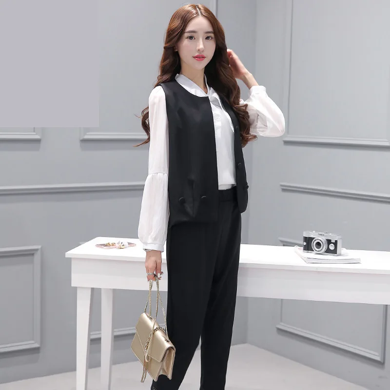 2016 Autumn New Style Korean-style WOMEN'S Wear Fashion Crew Neck Elegant Set Three-piece Set Shirt Waistcoat Capri Pants 
2016 Autumn New Style Korean-style WOMEN'S Wear Fashion Crew Neck Elegant Set Three-piece Set Shirt Waistcoat Capri Pants