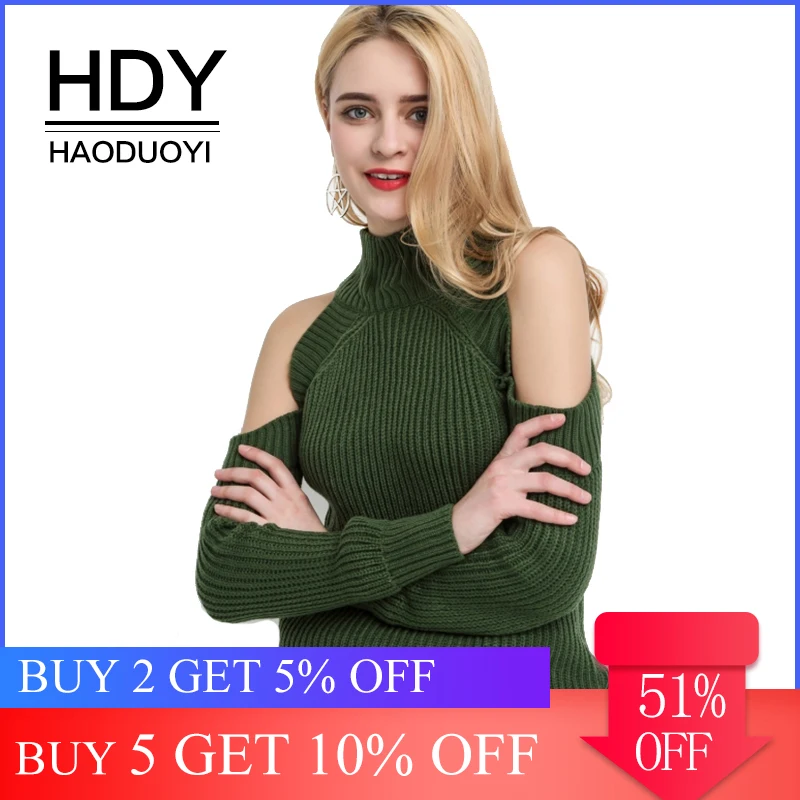 HDY Haoduoyi Women's High Neck Cold Shoulder Long Sleeve Sweater Autumn Warm Pullovers Knitted Tops Jumpers Fashion Sweaters
HDY Haoduoyi Women's High Neck Cold Shoulder Long Sleeve Sweater Autumn Warm Pullovers Knitted Tops Jumpers Fashion Sweaters