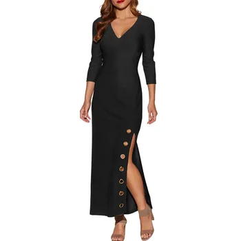 Slip Dress Fall Dresses for Women V Neck Solid Color Side Split Up Metal Eyelets Ankle Length Long Dress Vestidoes 610873
Slip Dress Fall Dresses for Women V Neck Solid Color Side Split Up Metal Eyelets Ankle Length Long Dress Vestidoes 610873