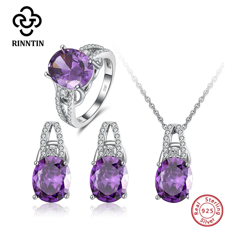 Rinntin 100% S925 Серебряные женские Украшения элегантный набор с АААА циркониевым