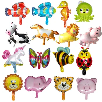 

1pcs Mini Animal Head Foil Balloons Kids Birthday Theme Jungle Party Ocean Fish Balls Inflatable Toys Baby Shower Unicorn Party