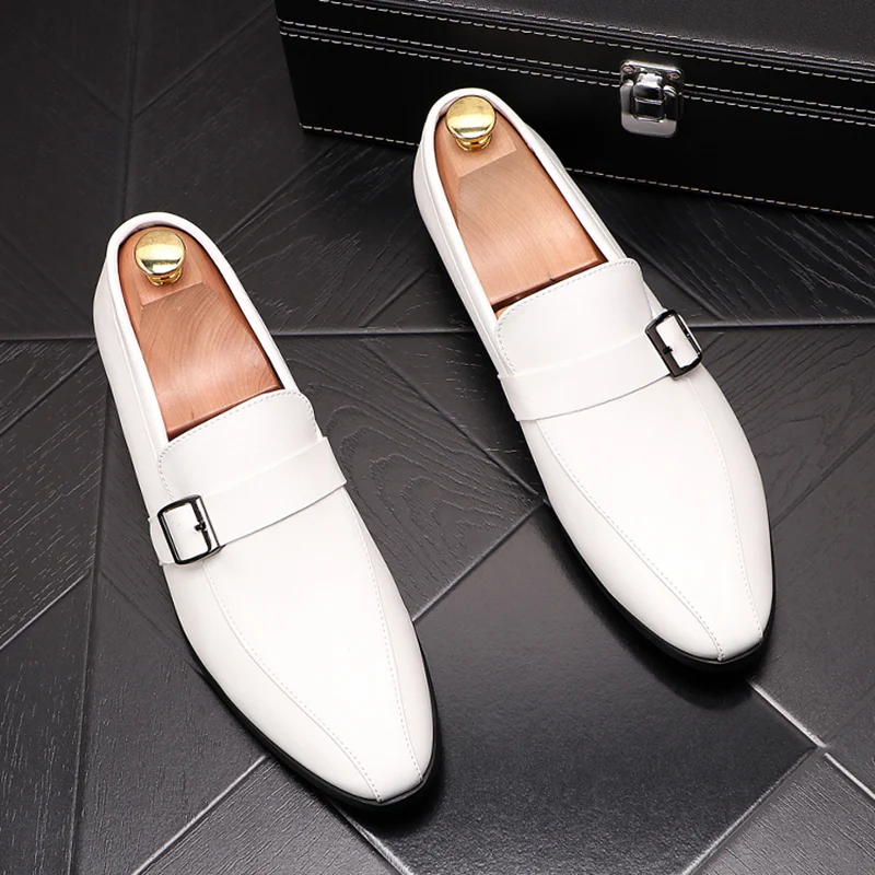Фото Корейский дизайн черные белые мужские туфли повседневные деловые офисные