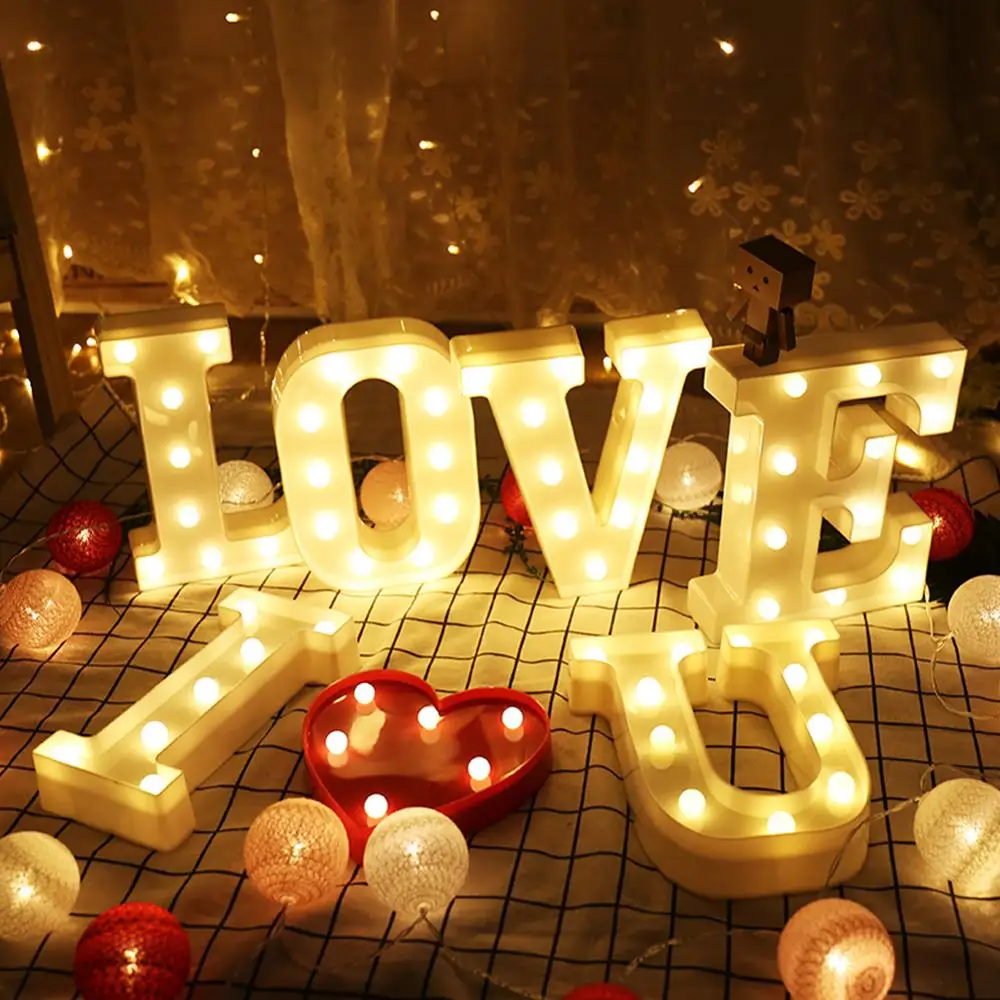 Luminous LED Letter Night Light Creative 26 English Alphabet Number Battery Lamp Romantic Wedding Party Valentine's Day Decor
Luminous LED Letter Night Light Creative 26 English Alphabet Number Battery Lamp Romantic Wedding Party Valentine's Day Decor