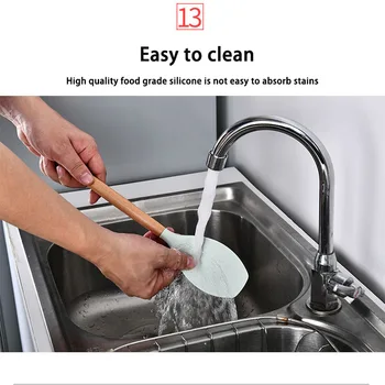 Durable Practical Heat Resistant Silicone Kitchenware Kitchen Tool Cookware Sets Wooden Handle SP99
Durable Practical Heat Resistant Silicone Kitchenware Kitchen Tool Cookware Sets Wooden Handle SP99
