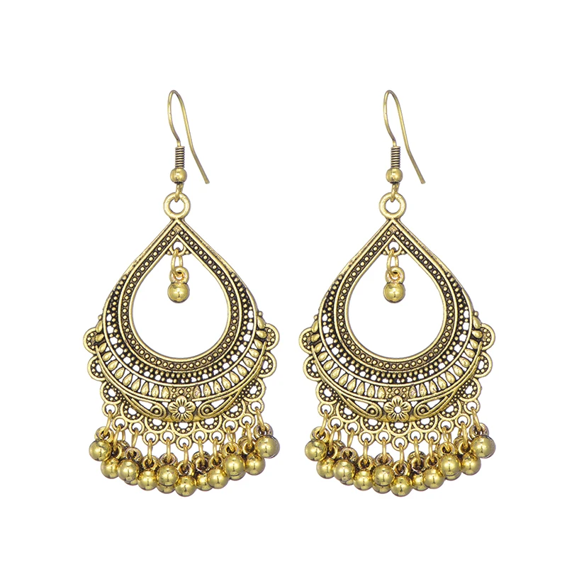 Vintage Drop Dangle Earrings for Women Fashion Jewelry boucle d’oreille Handmade Beads Hollow Ethnic Indian Earrings Brincos