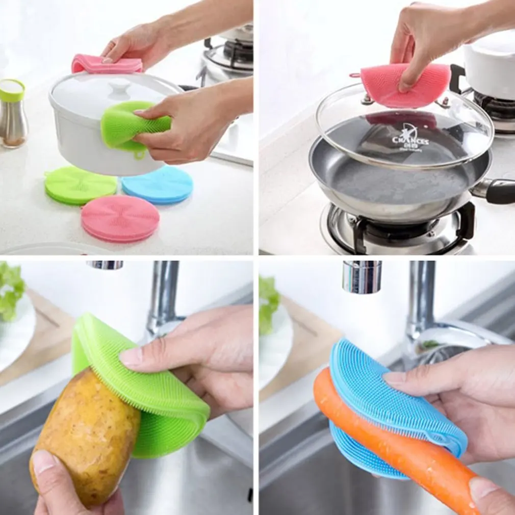 6 шт. силиконовые чистящие щетки мягкие губки для мытья посуды миска инструмент