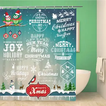 Bathroom Shower Curtain Winter Christmas Collection of Calligraphic and Typographic Labels Symbols Polyester Fabric 72x72 inches
Bathroom Shower Curtain Winter Christmas Collection of Calligraphic and Typographic Labels Symbols Polyester Fabric 72x72 inches