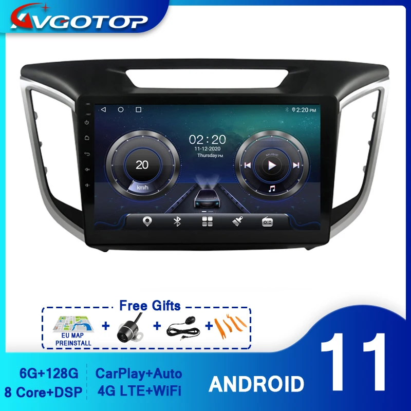 AVGOTOP Android 11 Автомобильный мультимедийный плеер для HYUNDAI Crete IX25 2015 2016 2017 Carplay