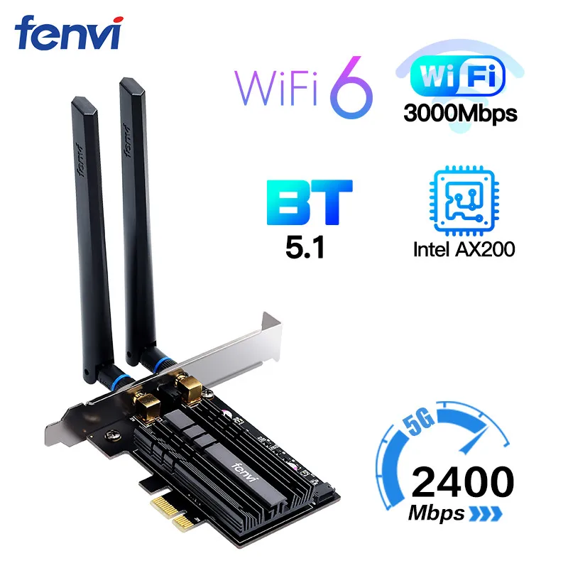 Dual band 2.4Gbps Wireless WiFi 6 Adapter AX200 Bluetooth 5.1 802.11ax Desktop PCI-E wifi card For AX200NGW Network Wlan Card
Dual band 2.4Gbps Wireless WiFi 6 Adapter AX200 Bluetooth 5.1 802.11ax Desktop PCI-E wifi card For AX200NGW Network Wlan Card