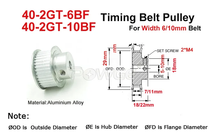 2GT Pulley for Cooling Stone Save Lubricants Air Flow Adjustable Design Plastic+Metal+Brass Timing Pulley Set
