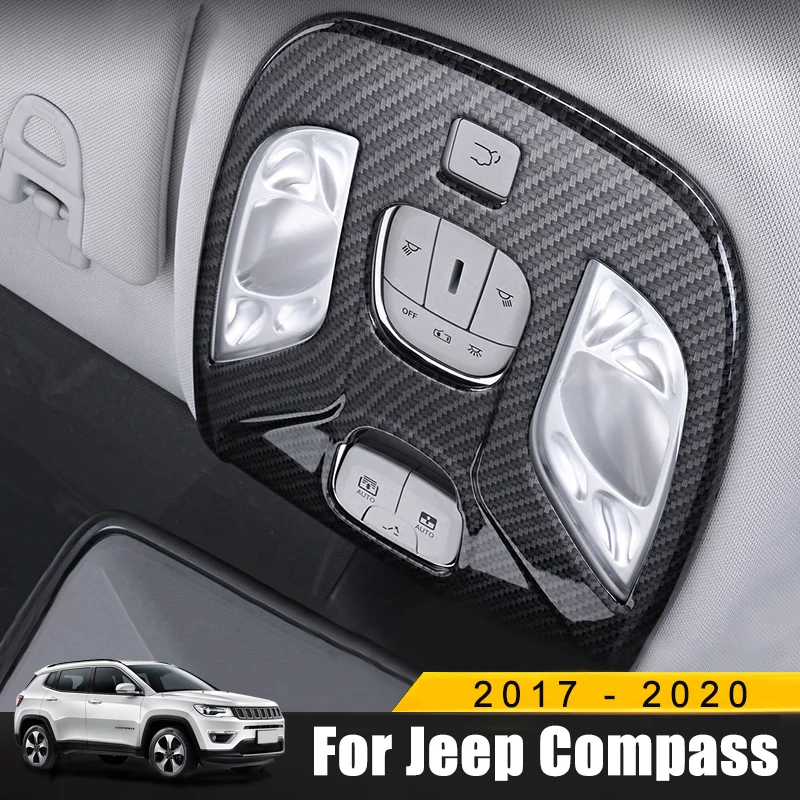 Для Jeep Compass 2017 2018 2019 2020 хром/углеродного волокна спереди Лампы для чтения Панель накладка Стикеры Тюнинг