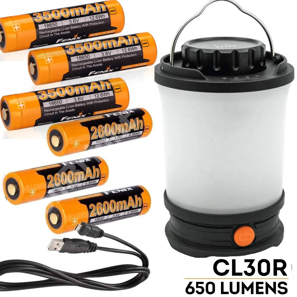 Fenix CL30R 650 люмен USB Перезаряжаемый фонарь для кемпинга/Рабочий с 6X18650