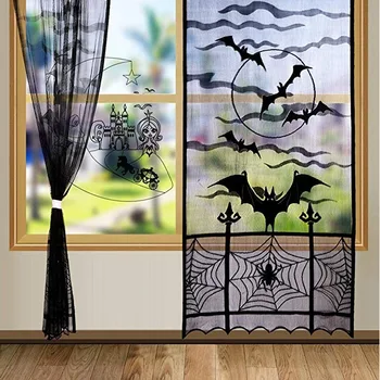 Halloween Door Window Screens Novelty Black Lace Spider Web Bat Door Curtain Halloween Window Door Panel Party Decor 
Halloween Door Window Screens Novelty Black Lace Spider Web Bat Door Curtain Halloween Window Door Panel Party Decor