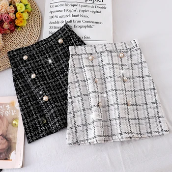 1743 Graceful Beaded High Waist Plaid Skirt Women's New Style for Autumn and Winter Woolen Skirt a Word Slimming Hip Skirt
1743 Graceful Beaded High Waist Plaid Skirt Women's New Style for Autumn and Winter Woolen Skirt a Word Slimming Hip Skirt