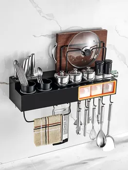 Double-layer Black Stainless Steel Perforation-free Kitchen Shelf Wall Hanging Knife Rack Condiment Rack Receives Hook Rack Supp
Double-layer Black Stainless Steel Perforation-free Kitchen Shelf Wall Hanging Knife Rack Condiment Rack Receives Hook Rack Supp