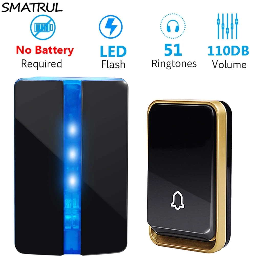 self powered Waterproof Wireless DoorBell no battery US AU plug Smart Door Bell chime 1 button 1 Receiver LED light
self powered Waterproof Wireless DoorBell no battery US AU plug Smart Door Bell chime 1 button 1 Receiver LED light