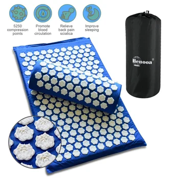 Acupressure Mat Acupressure Pillow Set Relieves Back Pain Neck Pain Muscle Relaxation with Carrying Bag Blue 
Acupressure Mat Acupressure Pillow Set Relieves Back Pain Neck Pain Muscle Relaxation with Carrying Bag Blue